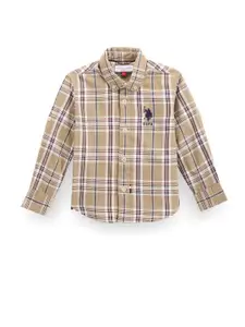 U.S. Polo Assn. Kids Boys Classic Tartan Checked Pure Cotton Twill Casual Shirt