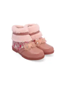 BAESD Girls Printed Embellished Winter Boots