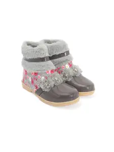 BAESD Girls Textured Embellished Ankle-Length Winter Boots