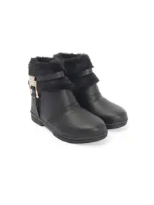 BAESD Girls Faux-Fur Buckle Detailed Winter Boots