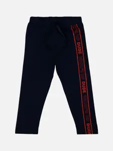 Bodycare Boys Typography  Printed Mid-Rise Pure Cotton Track Pant