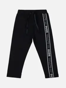 Bodycare Boys Typography Printed Mid-Rise Pure Cotton Track Pant