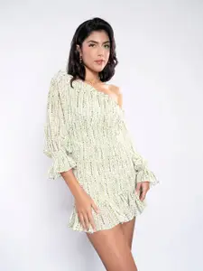 Stylecast X Hersheinbox Printed One Shoulder Smocked Mini Dress