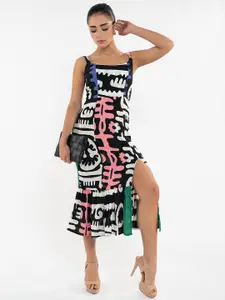 Stylecast X Hersheinbox Printed Side Slit Midi Dress