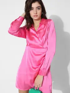 ONLY Long Sleeved Satin Shirt Dress