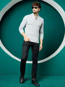 KVETOO Ribbed Mock Collar Acrylic Pullover Sweater