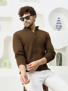 KVETOO Ribbed Mock Collar Acrylic Pullover Sweater