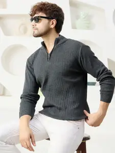 KVETOO Ribbed Mock Collar Acrylic Pullover Sweater