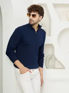 KVETOO Ribbed Mock Collar Acrylic Pullover Sweater