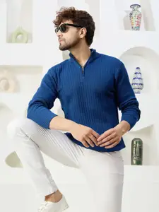 KVETOO Ribbed Mock Collar Acrylic Pullover Sweater