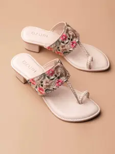 Ozuri Embellished One Toe Block heels