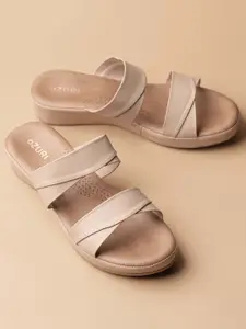 Ozuri Textured Open Toe Comfort Heels