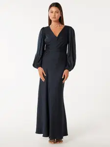 Forever New V-Neck Puff Sleeve Maxi Dress