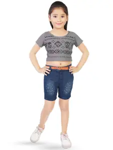 CELEBRITY CLUB Girls Printed Top With Shorts