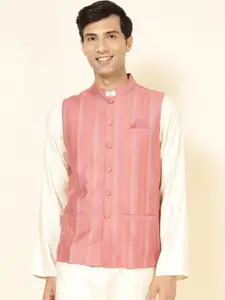Fabindia Striped Mandarin Collar Nehru Jacket