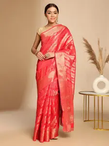 Anouk Ethnic Motifs Woven Design Zari Organza Saree