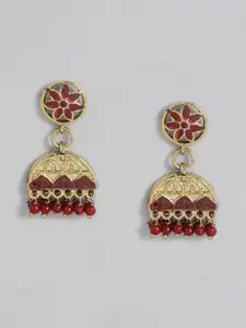 Sangria Women Gold-Plated Dome Shaped Jhumkas Earrings