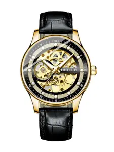 DIOLLO Men Printed Dial & Leather Analogue Automatic Motion Powered Watch DIO21-GOLD
