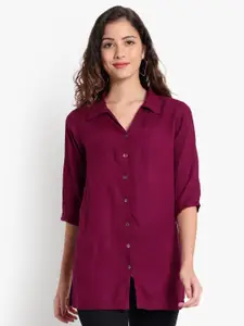 Indietoga Spread Collar Classic Longline Casual Shirt