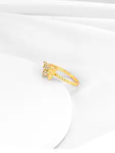 GIVA 92.5 Sterling Silver Gold-Plated Stone Studded Butterfly Finger Ring