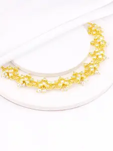 GIVA 925 Sterling Silver Gold-Plated Stone Studded Necklace