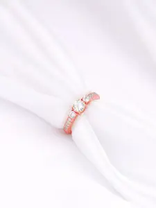 GIVA 92.5 Sterling Silver Rose Gold Plated Stones Studded Splendid Shine Finger Ring