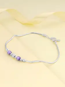 GIVA Rhodium-Plated Beaded Anklet