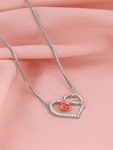 GIVA 925 Sterling Silver Rhodium-Plated Heart of Rose Garden Minimal Necklace