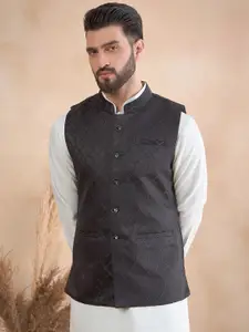 House of Pataudi Embellished Mandarin Collar Nehru Jacket