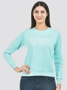 Numero Uno Typography Printed Round Neck Pullover Sweatshirt