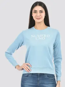 Numero Uno Typography Printed Round Neck Pullover Sweatshirt