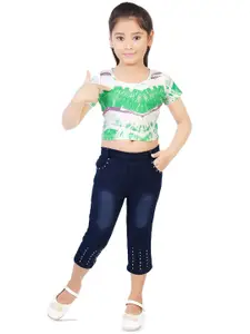 BAESD Girls Graphic Printed Crop Top with Capris