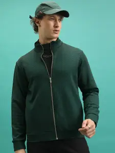 HIGHLANDER Geometric Printed High Neck Full Zip Front-Open Sweatshirt