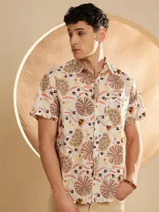 DENNISON Smart Ethnic Motifs Printed Cotton Lightweight Casual Shirt