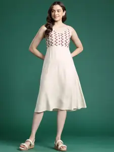 DressBerry Self Design A-Line Midi Dress