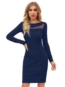 ODETTE Boat Neck Acrylic Bodycon Dress