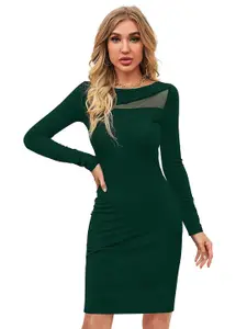 ODETTE Boat Neck Long Sleeves Bodycon Dress