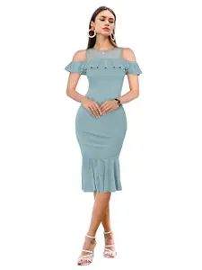 ODETTE Cold-Shoulder Acrylic Bodycon Dress