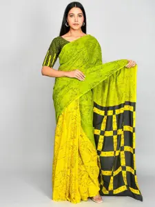JALTHER Abstract Block Print Saree