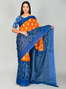 JALTHER Floral Pure Cotton Block Print Saree