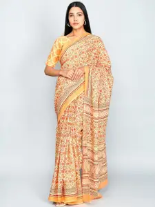 JALTHER Floral Printed Block Print Saree