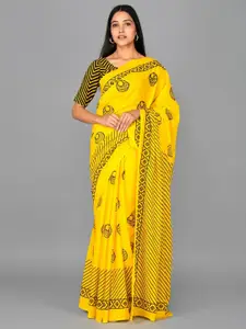 JALTHER Geometric Printed Block Print Saree