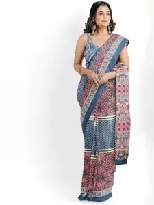 JALTHER Ethnic Motifs Block Print Saree