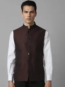Louis Philippe Checked Slim Fit Pure Linen Party Nehru Jacket