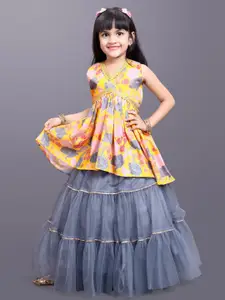 BAESD Girls Floral Printed Gotta Patti Ready To Wear Lehenga & Choli