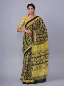 JALTHER Ethnic Motifs Pure Cotton Block Print Saree