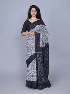 JALTHER Geometric Block Print Saree