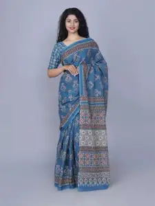 JALTHER Ethnic Motifs Pure Cotton Block Print Saree