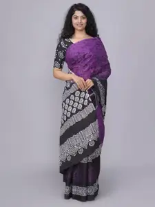 JALTHER Tie And Dye Pure Cotton Block Print Saree