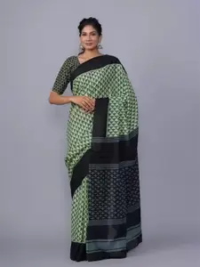 JALTHER Geometric Block Print Saree